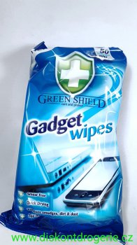 Green Shield Gadget Wipes na obrazovky, laptopy, telefony vlhen ubrousky 50 ks