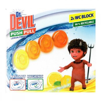 Dr. Devil Lemon Fresh Push Pull WC blok bez koku 2 x 20 g