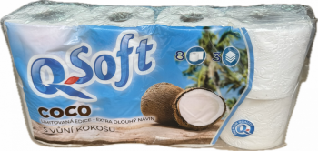 Toaletn papr 8ks Q-Soft 3vrstv s vn kokosu 18,3m/role