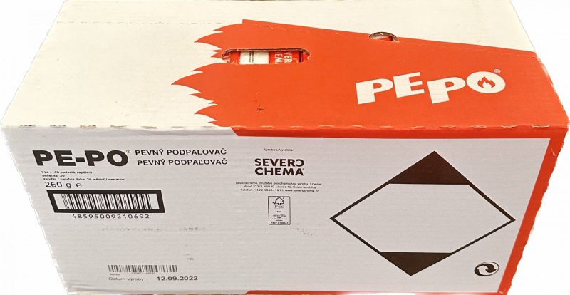 PE-PO pevný podpalovač, 40 ohňů, gril, kamna, krb, podpalovač do kamen, bal. 30 ks