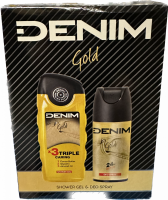 DENIM GOLD Sprchov gel 250ml + deodorant 150ml drkov kazeta